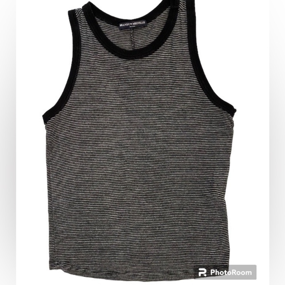 Brandy Melville Black and White Stripe Tank Top